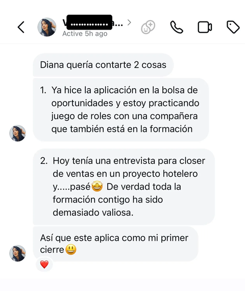 Testimonio real — primer cierre de ventas